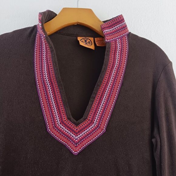 Tory Burch Espresso & Raspberry Stripe Terry Cloth Resort Tunic Beach Swim XS - Picture 5 of 6